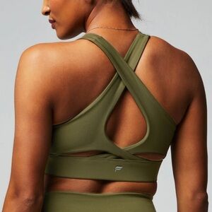 Fabletics No-Bounce High Impact Sports Bra Dark Moss Medium